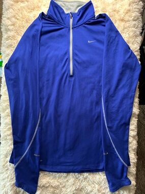 Nike Dri-FIT Blue and Light Gray Running Half-Zip